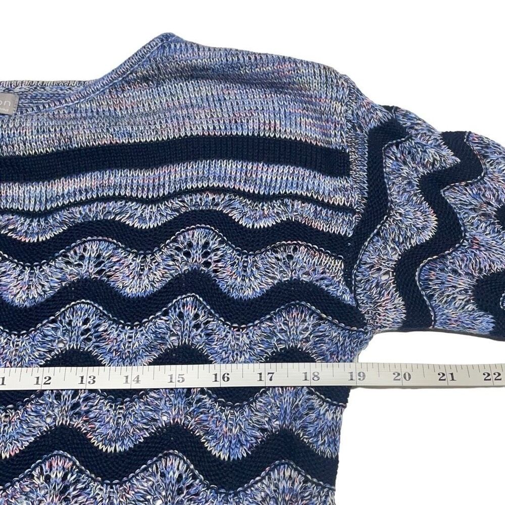 Evolution Blue Confetti Ric-Rac Open Knit Pullover Sweater - Picture 4 of 6